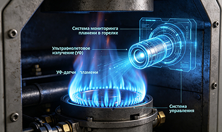Применение датчиков в системе контроля пламени горелки